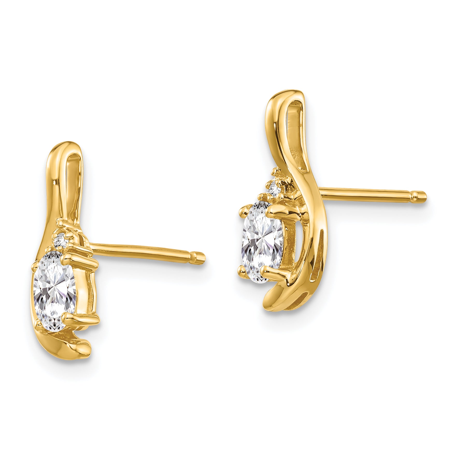 14k White Topaz and Diamond Post Earrings