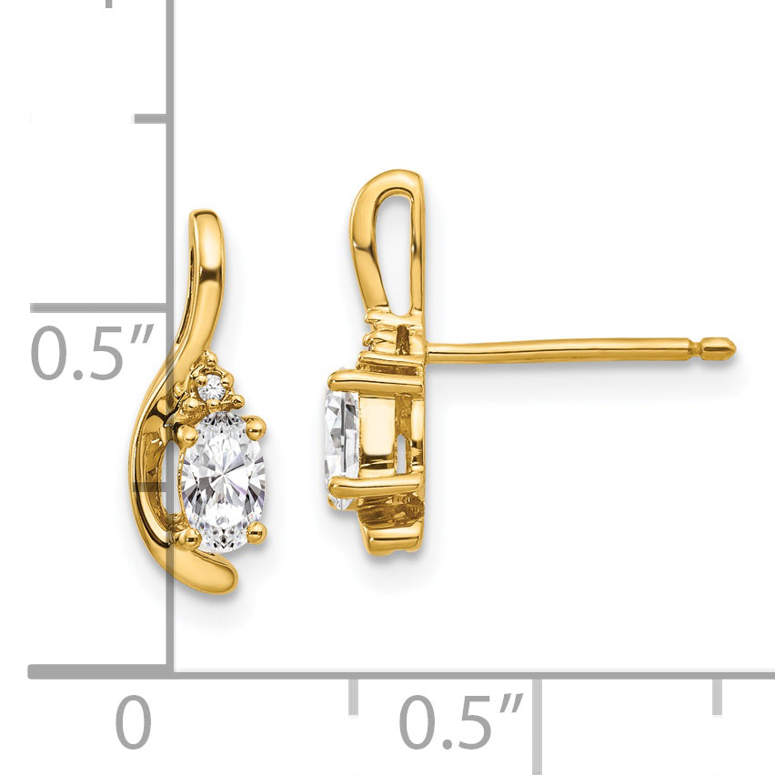 14k White Topaz and Diamond Post Earrings