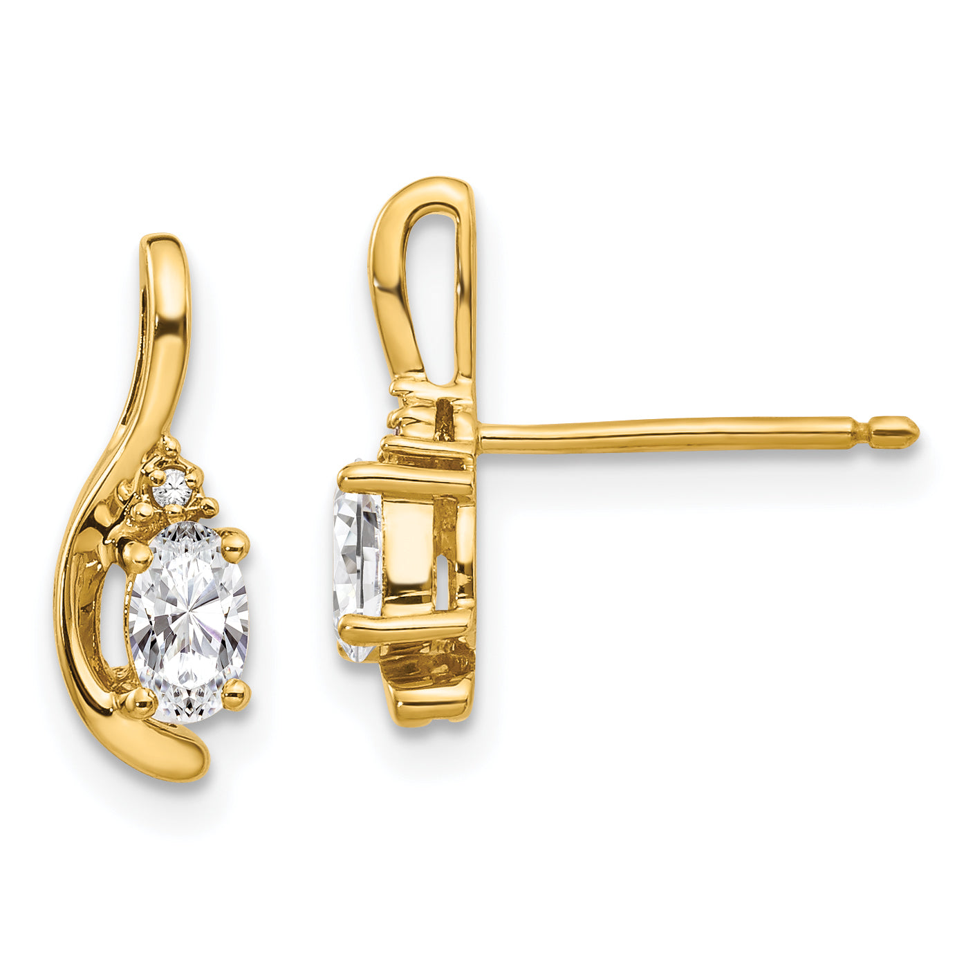 14k White Topaz and Diamond Post Earrings