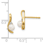 14k FW Cultured Pearl and Diamond Post Earrings