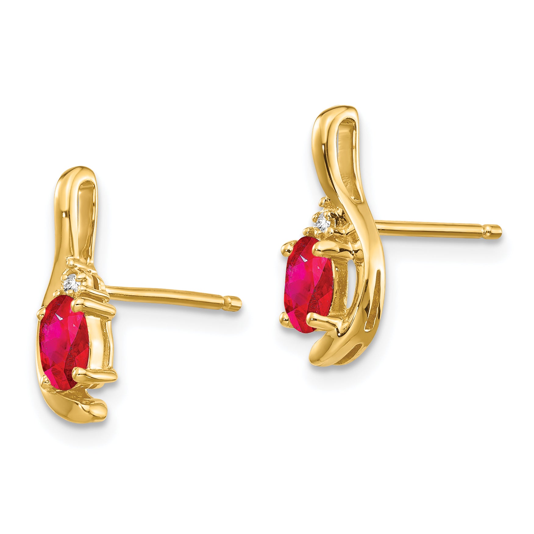 14k Ruby and Diamond Post Earrings Secondary image
