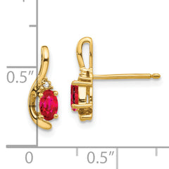 14k Ruby and Diamond Post Earrings
