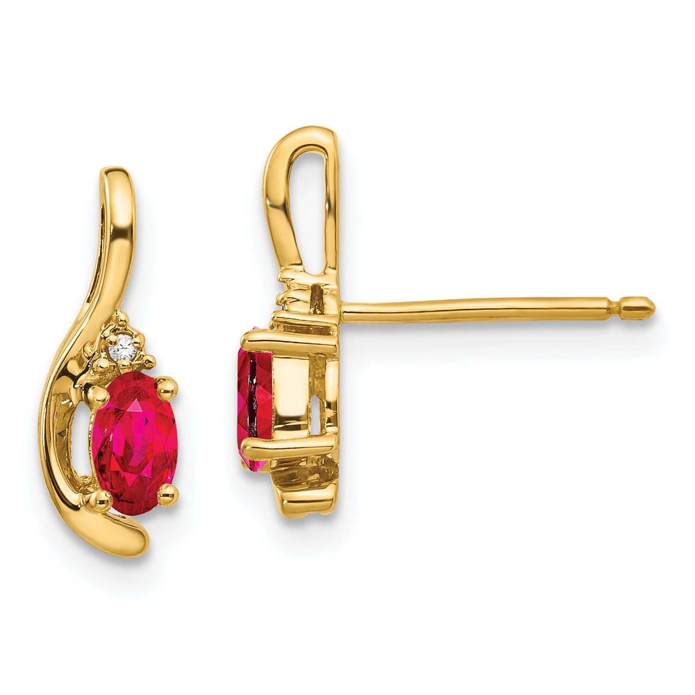 14k Ruby and Diamond Post Earrings Main image