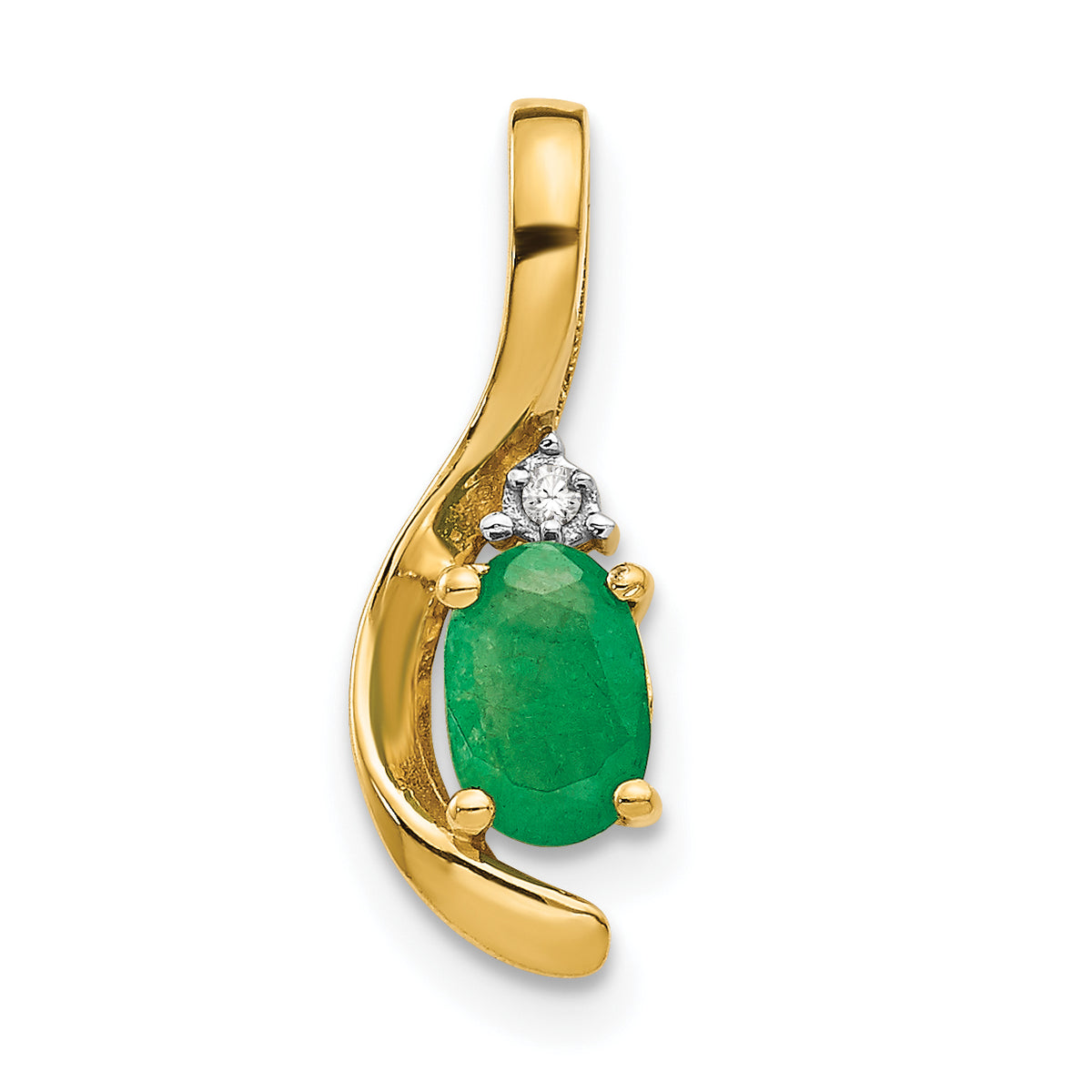 14K Diamond & Emerald Pendant