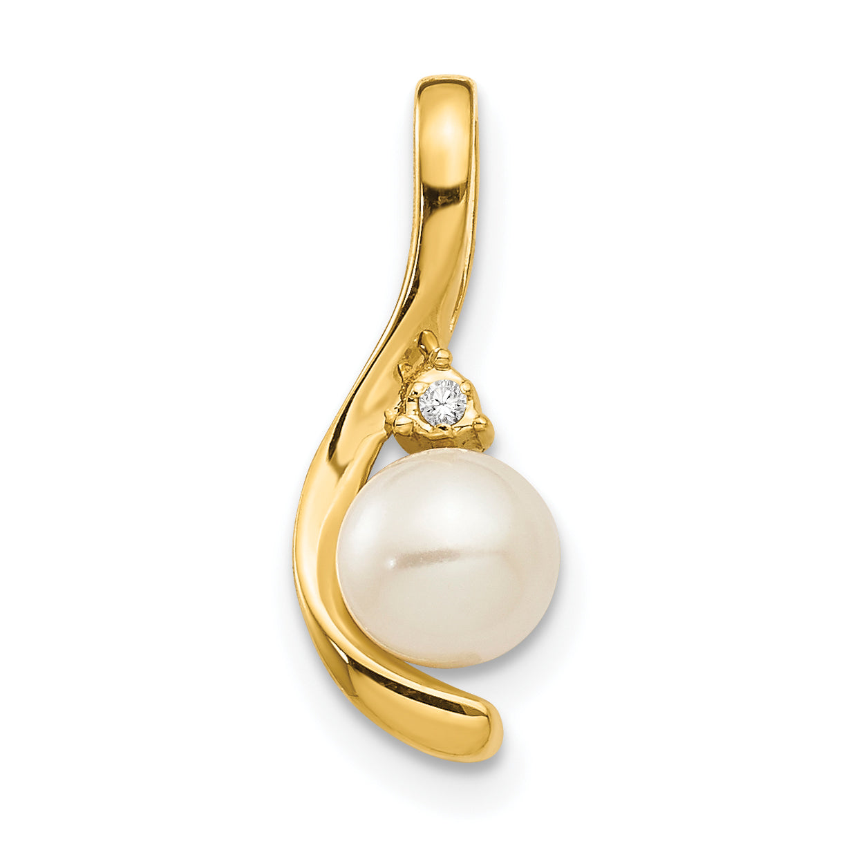 14K Diamond & FW Cultured Pearl Pendant