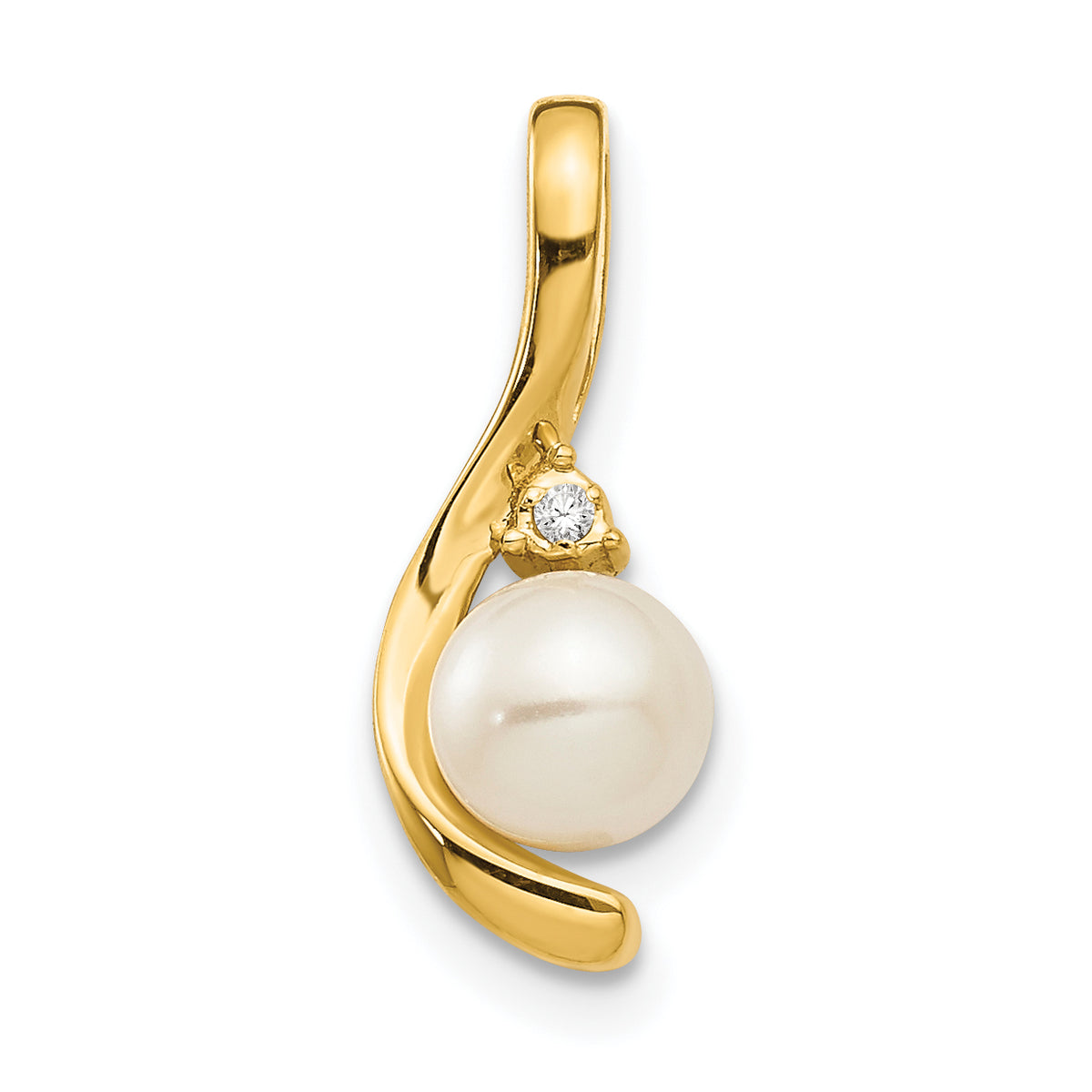 14K Diamond & FW Cultured Pearl Pendant
