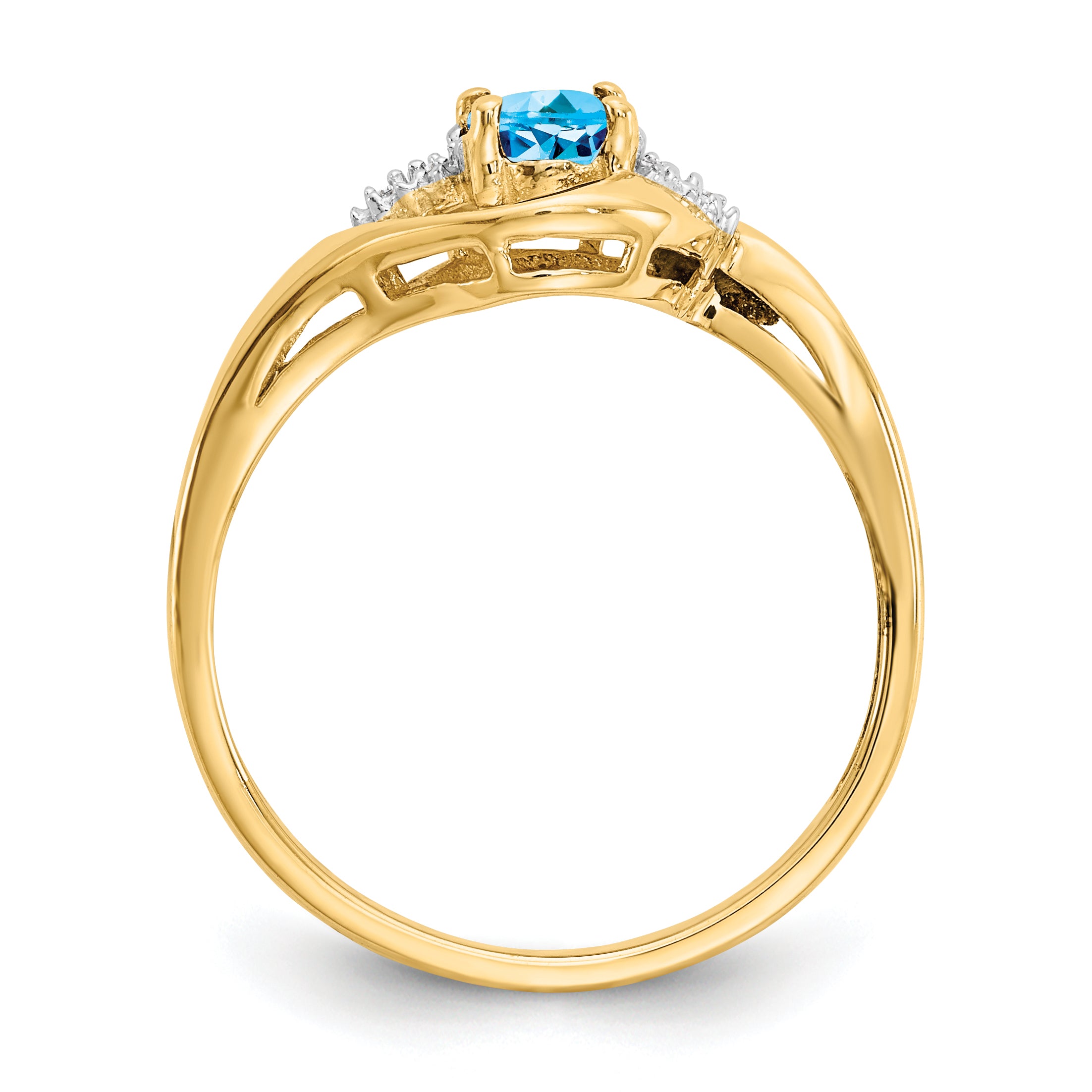 14k Blue Topaz and Diamond Ring Secondary image