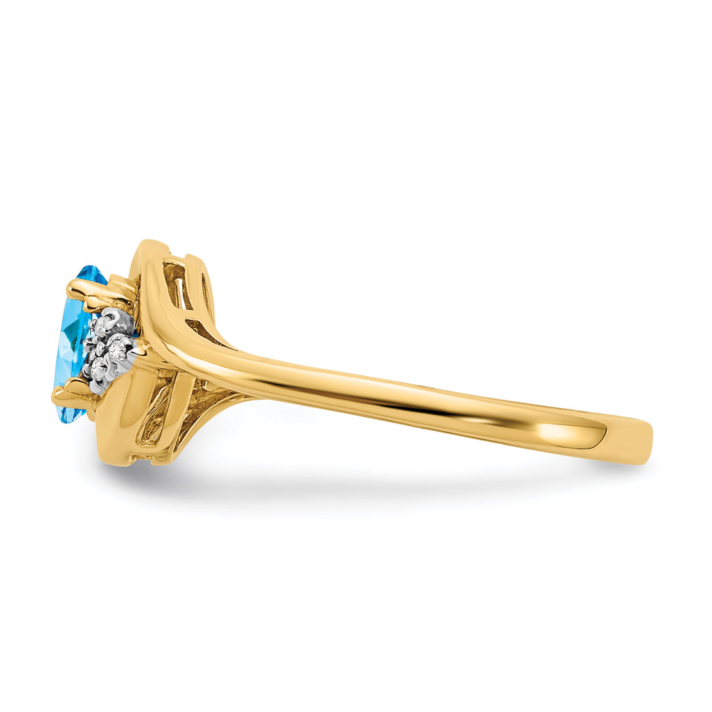 14k Blue Topaz and Diamond Ring