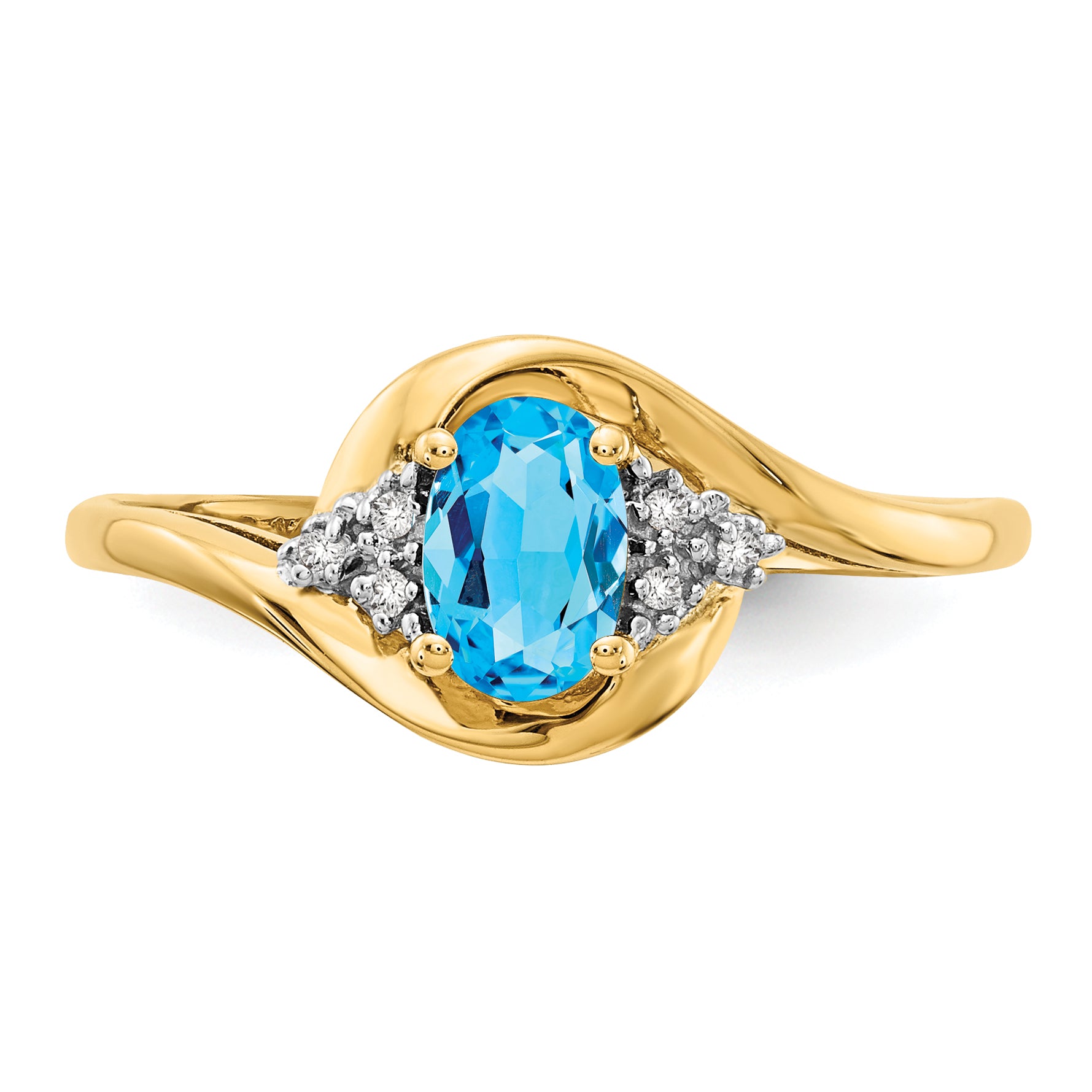 14k Blue Topaz and Diamond Ring