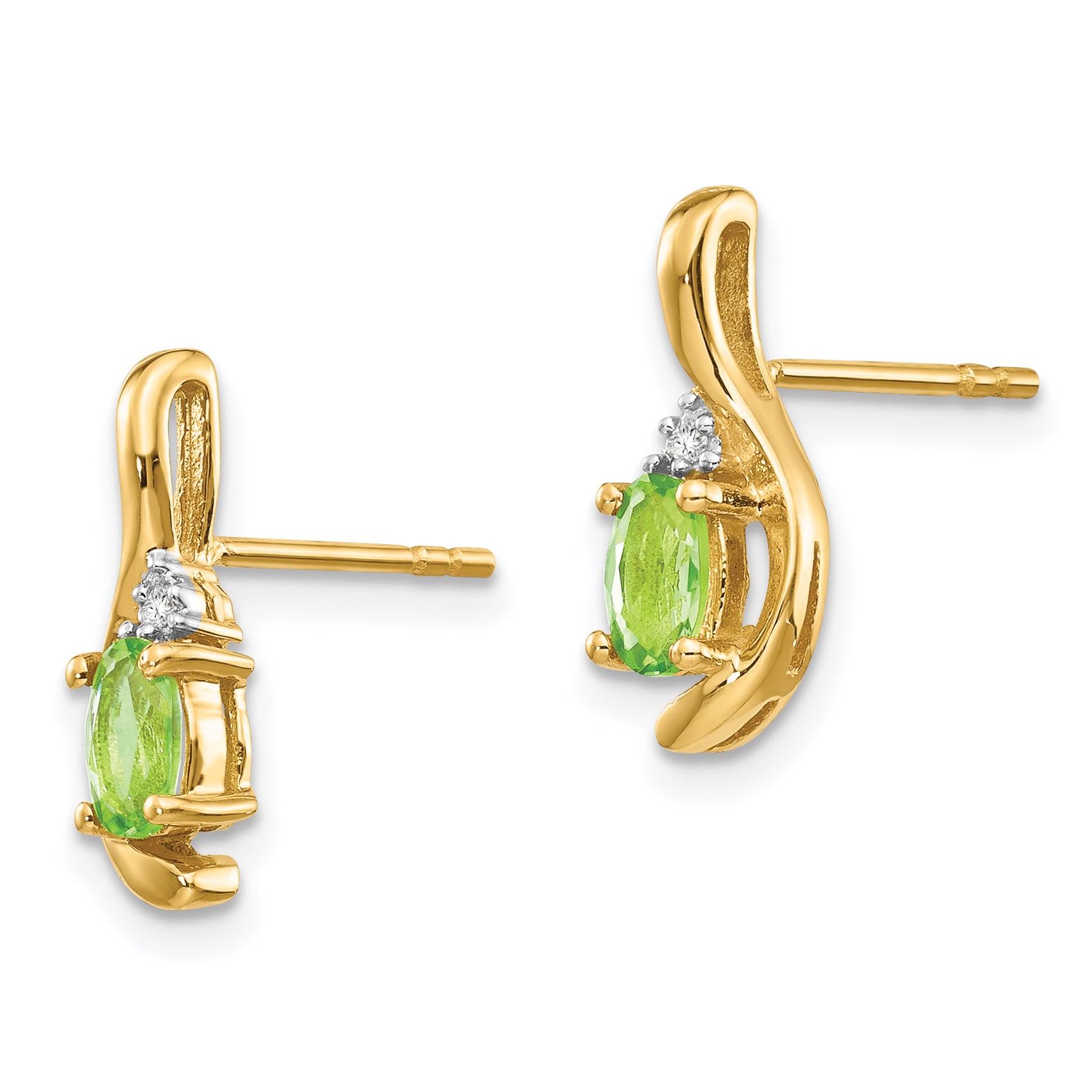 14k Peridot and Diamond Post Earrings Secondary image