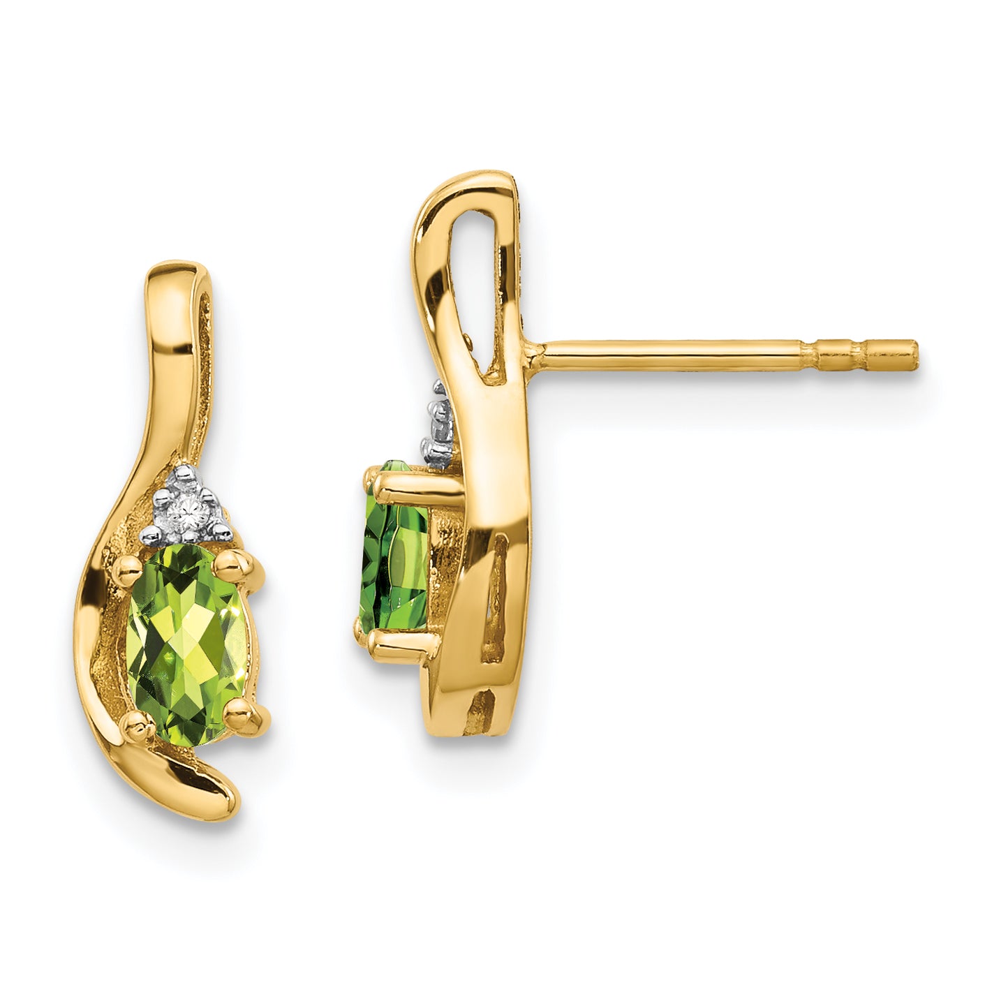 14k Peridot and Diamond Post Earrings Main image