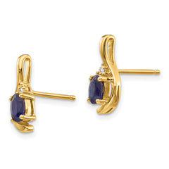 14k Sapphire and Diamond Post Earrings