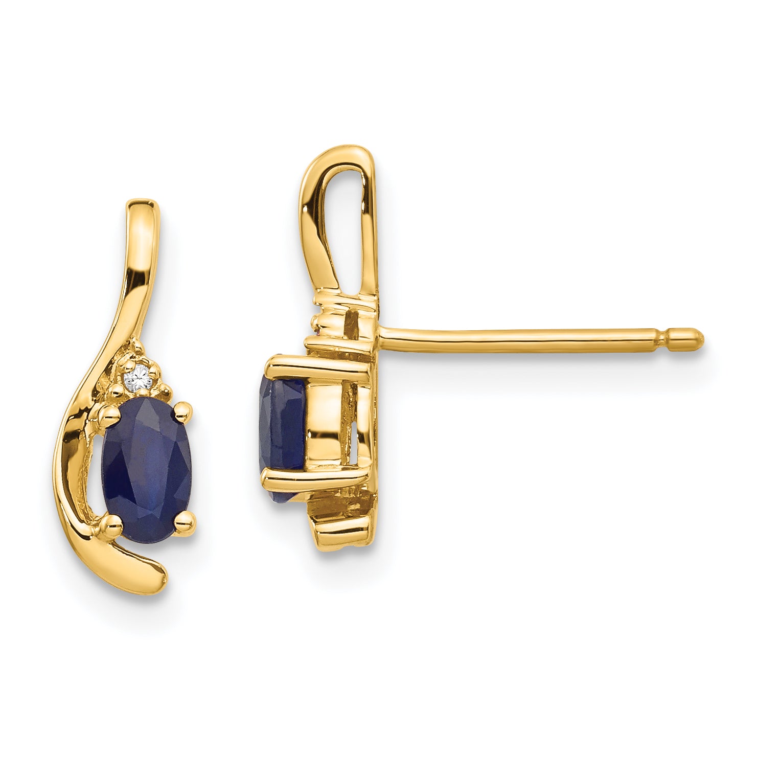 14k Sapphire and Diamond Post Earrings Main image
