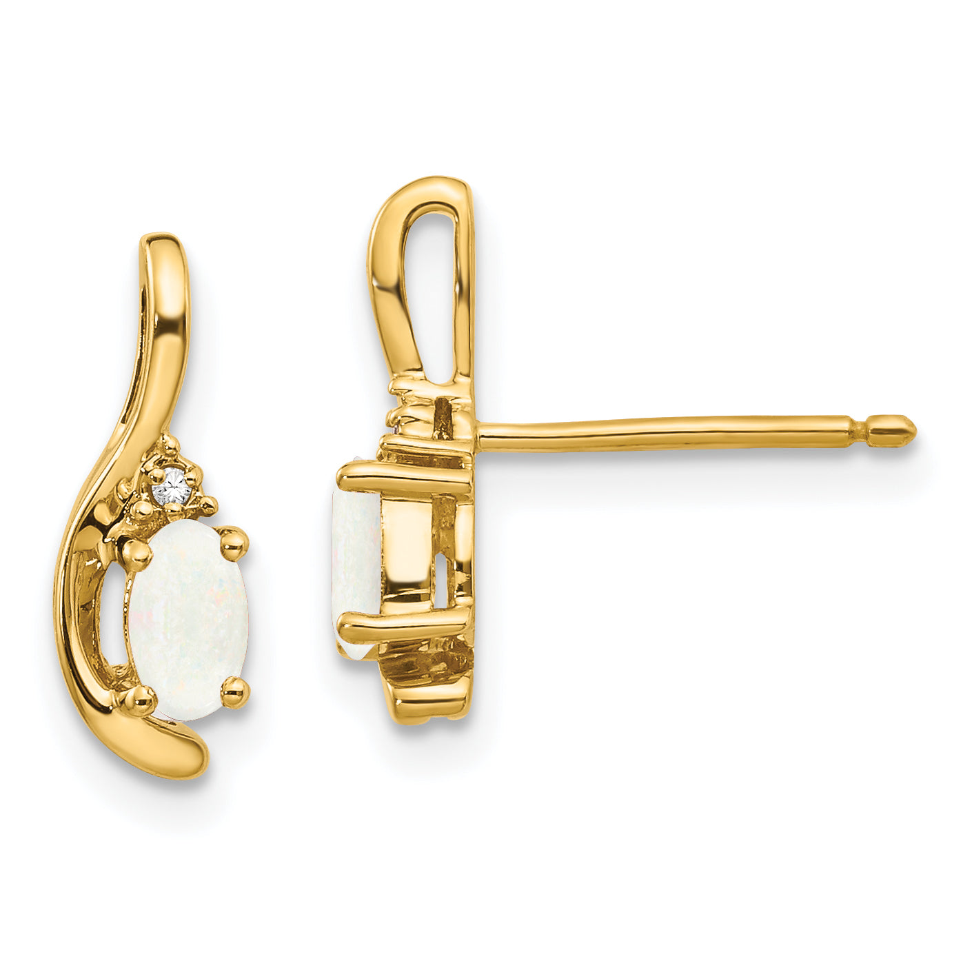 14k Opal and Diamond Post Earrings Main image