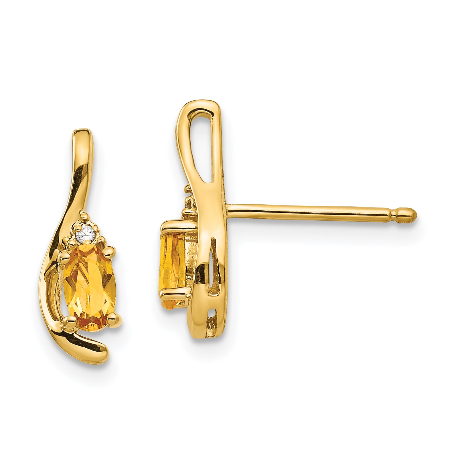 14k Citrine and Diamond Post Earrings Main image