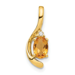 14K Diamond & Citrine Pendant