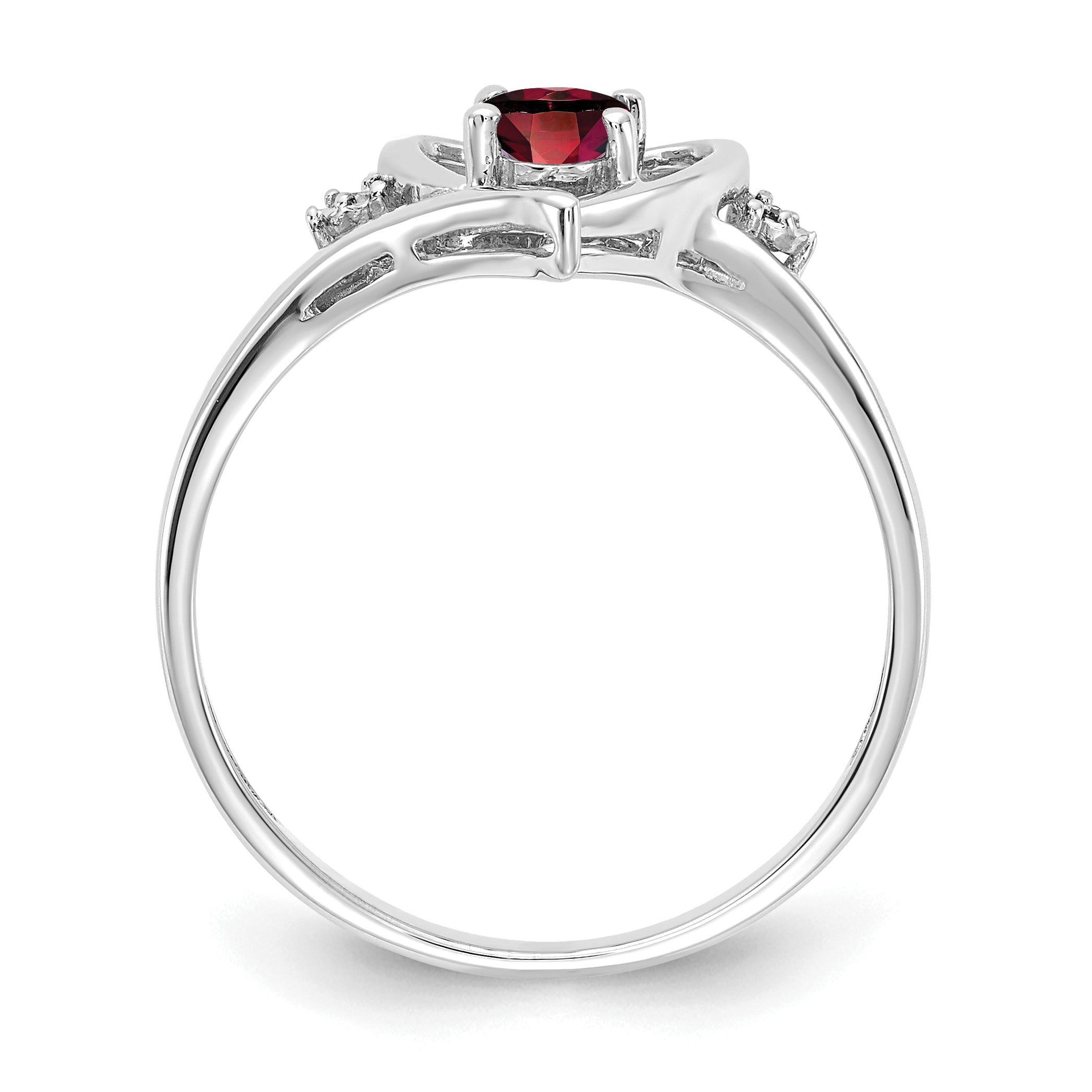 14k White Gold Garnet and Diamond Heart Ring Secondary image
