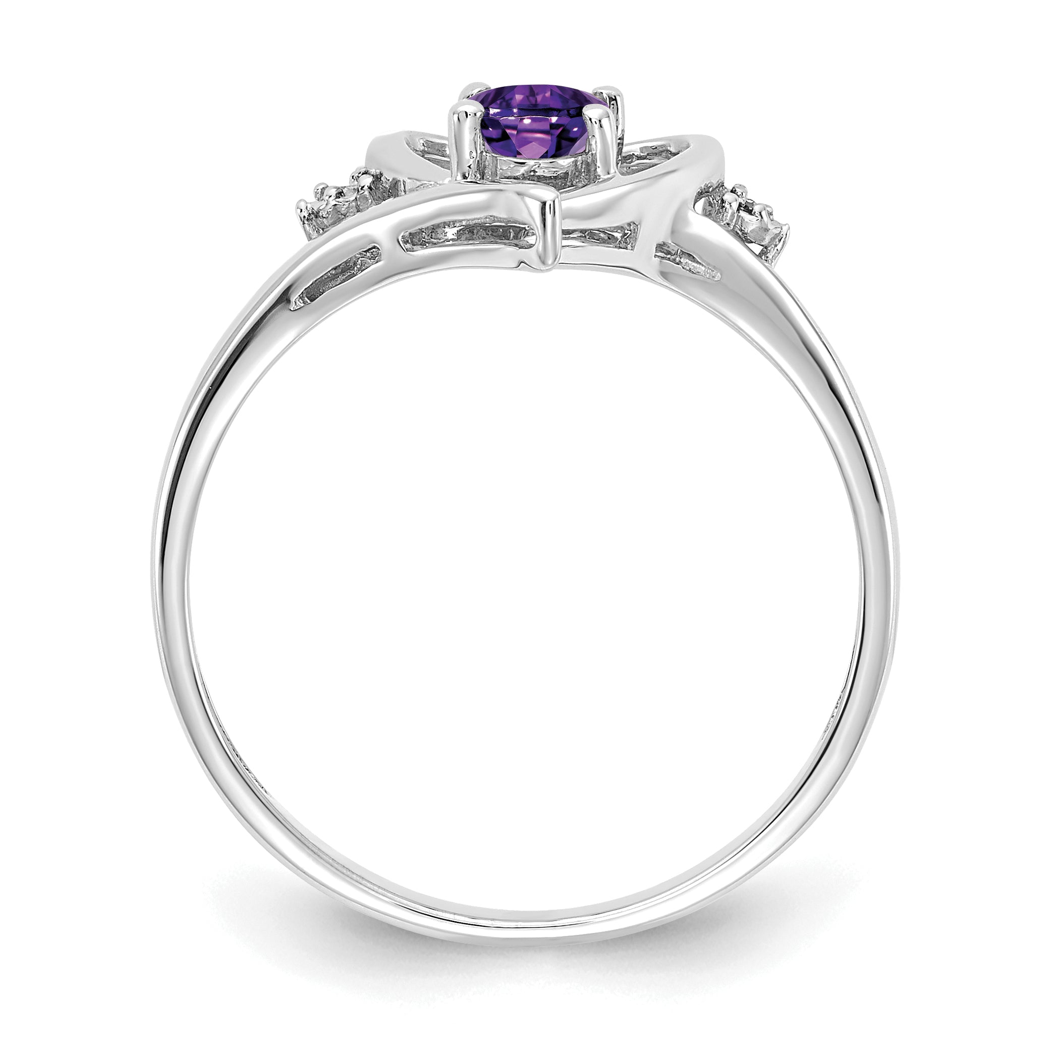 14k White Gold Amethyst and Diamond Heart Ring Secondary image