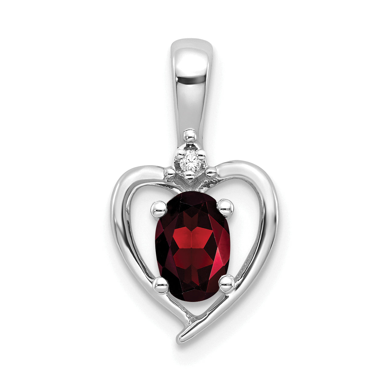 14K White Gold Garnet Diamond Pendant Main image