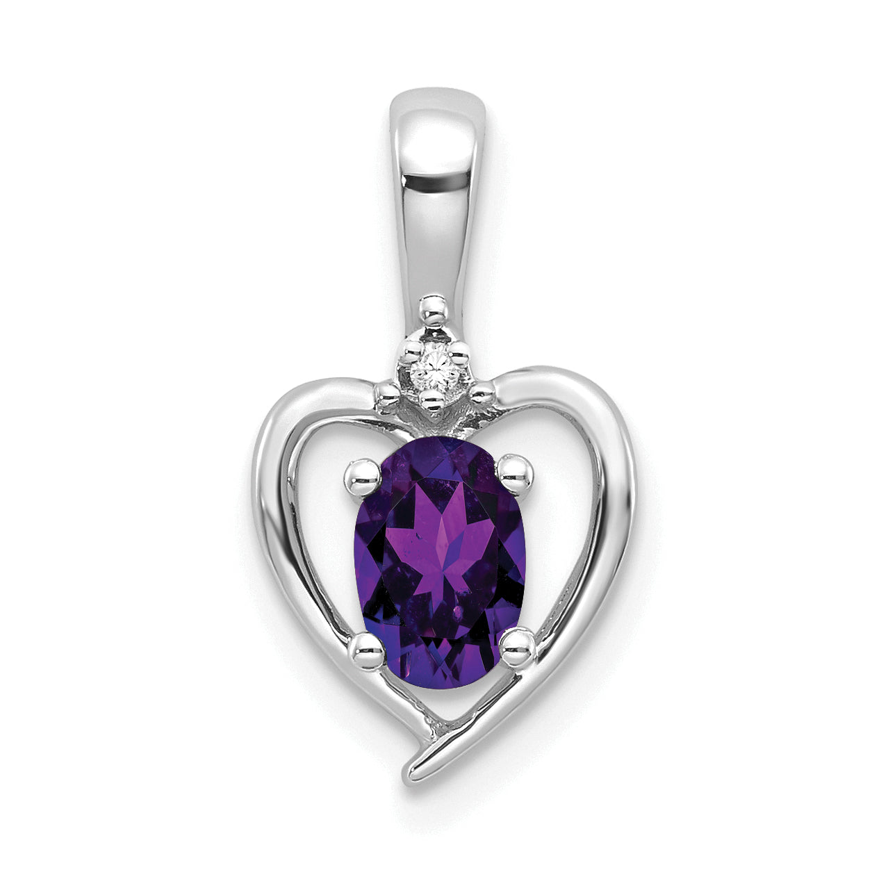 14K White Gold Amethyst Diamond Pendant Main image