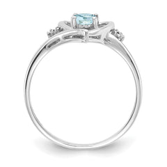 14k White Gold Aquamarine and Diamond Heart Ring