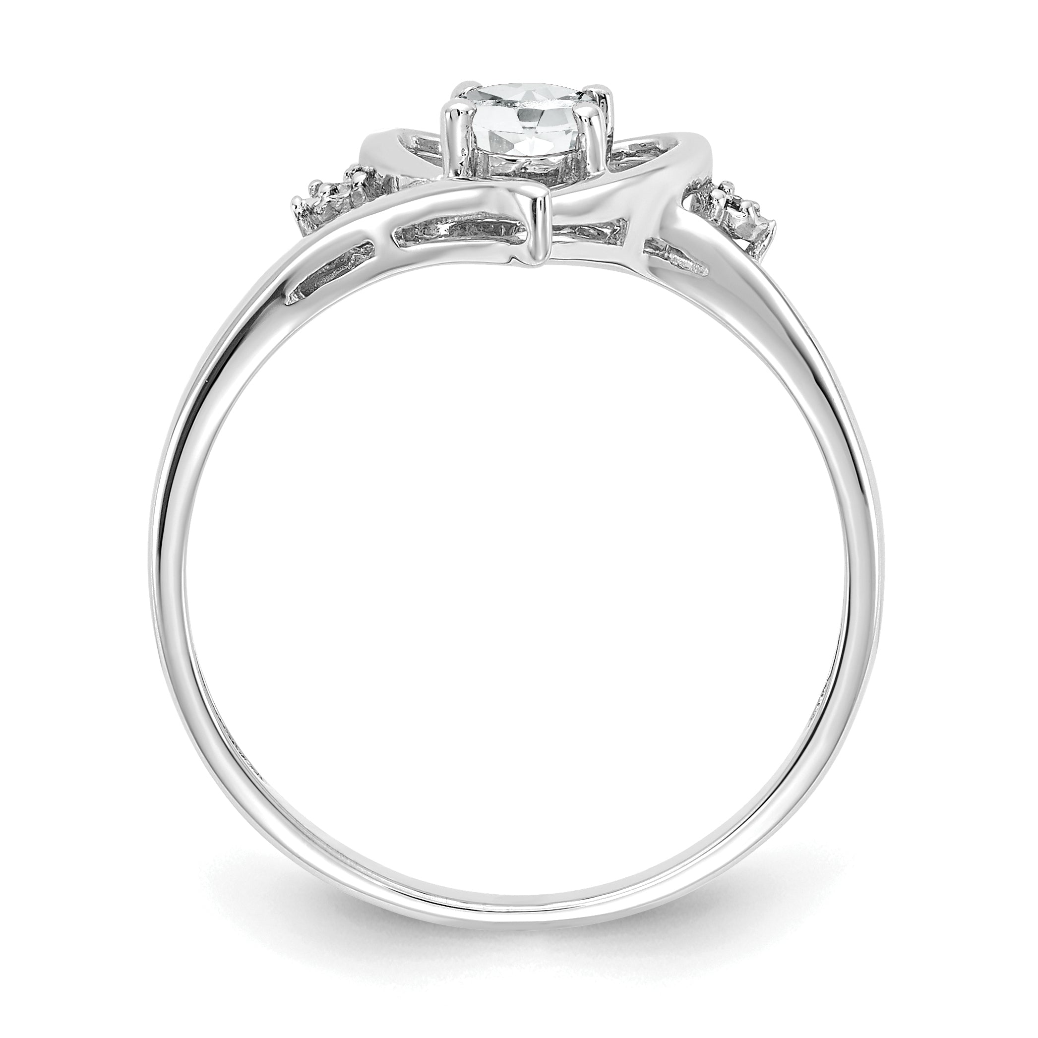 14k White Gold White Topaz and Diamond Heart Ring Secondary image