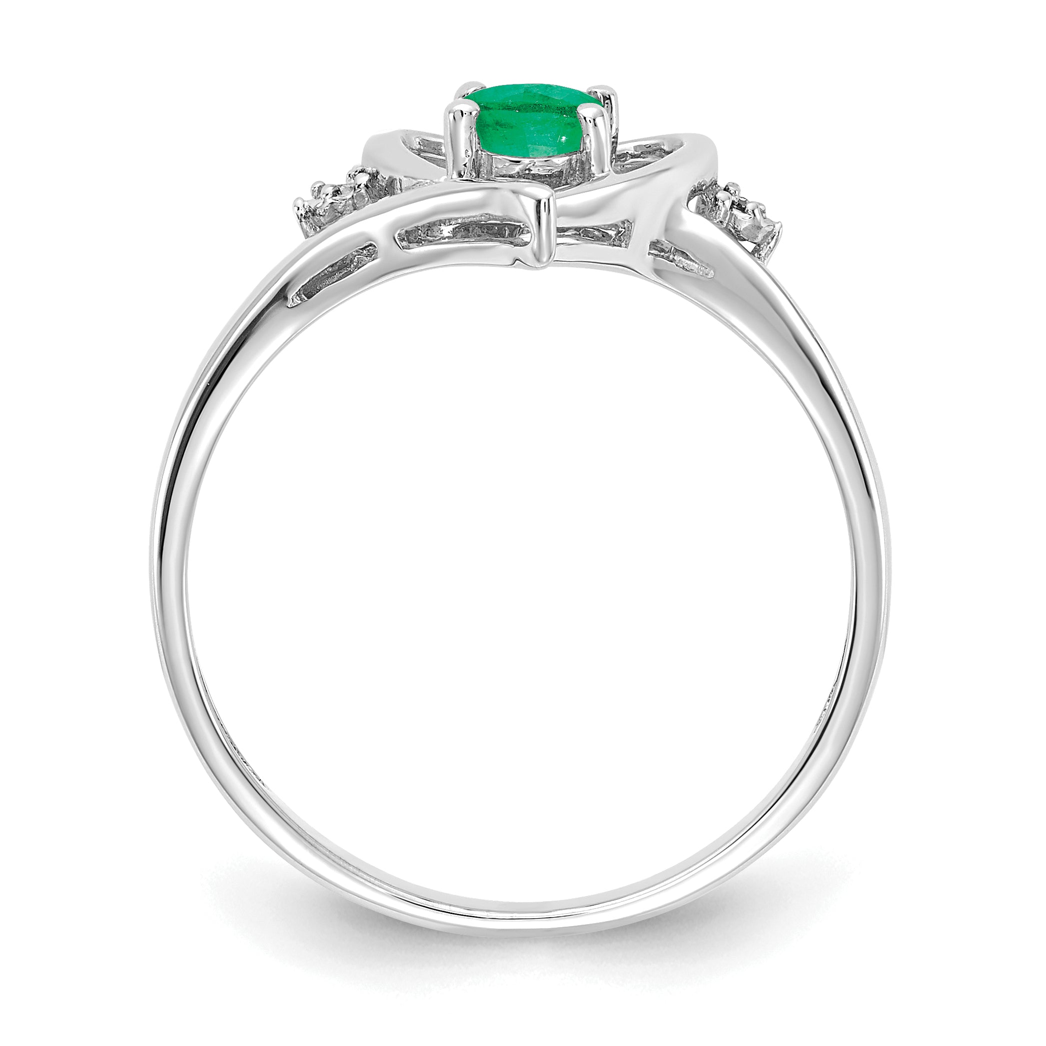 14k White Gold Emerald and Diamond Heart Ring Secondary image