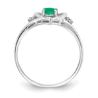 14k White Gold Emerald and Diamond Heart Ring