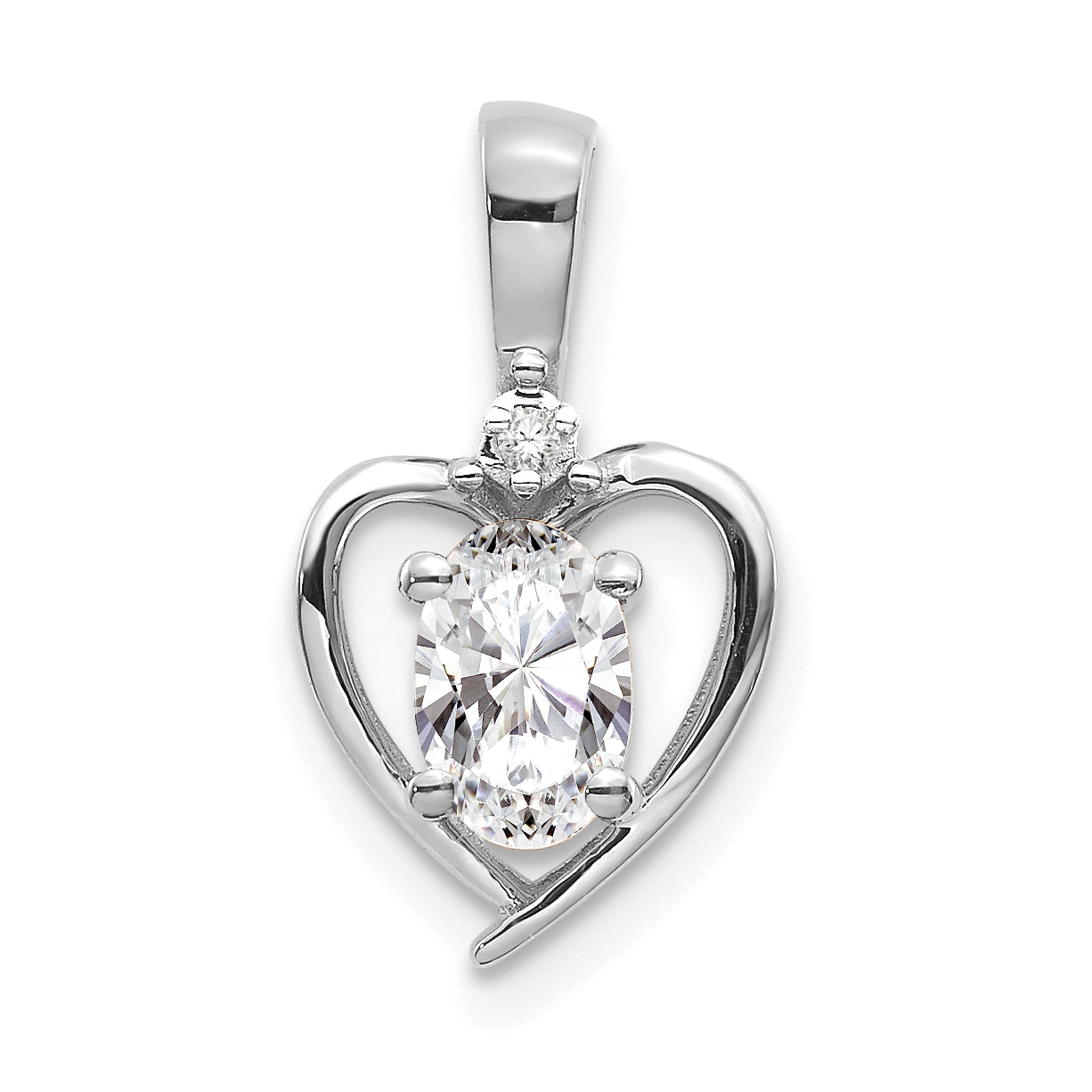 14K White Gold White Topaz Diamond Pendant Main image
