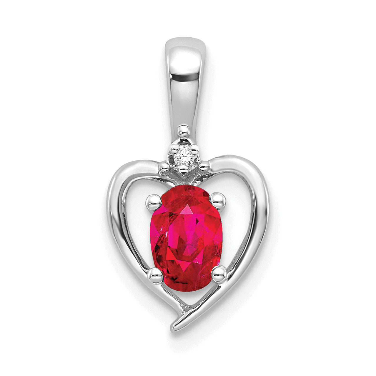 14K White Gold Ruby Diamond Pendant Main image