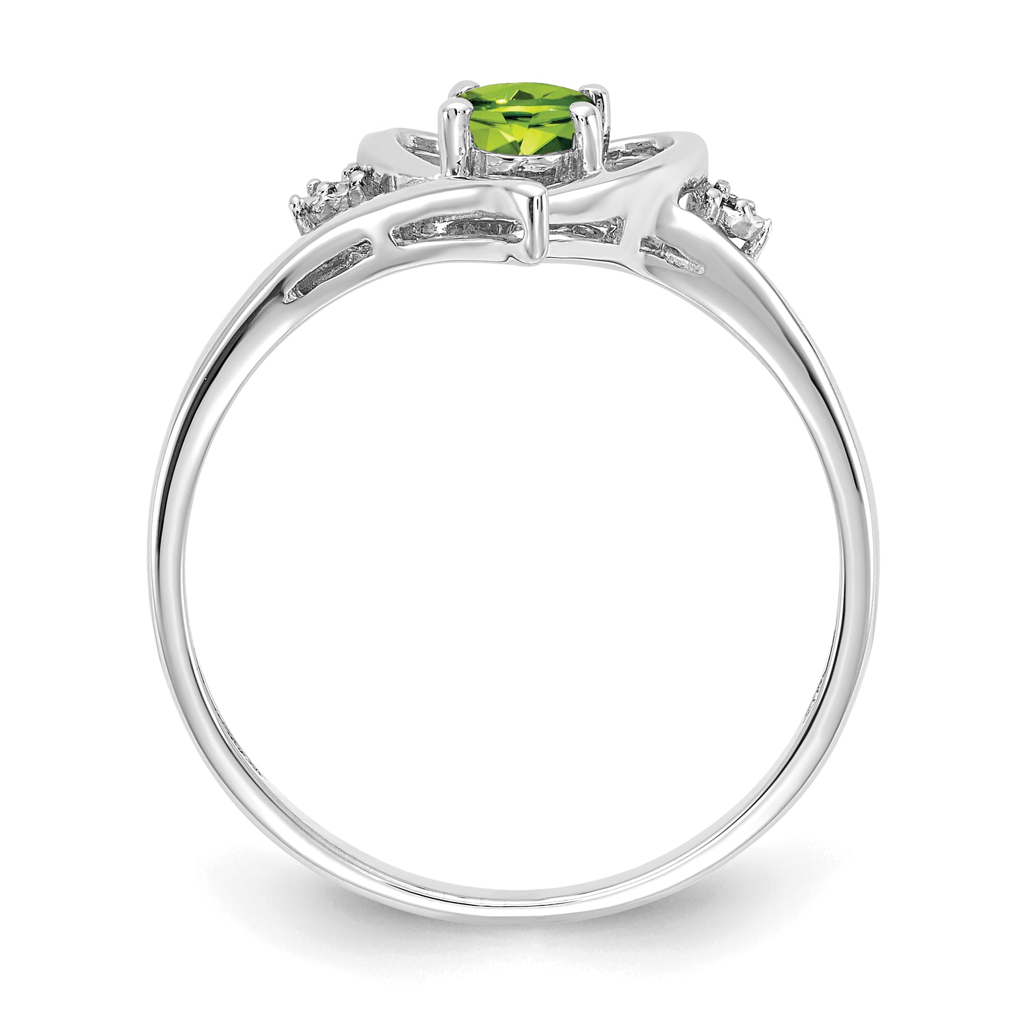 14k White Gold Peridot and Diamond Heart Ring Secondary image