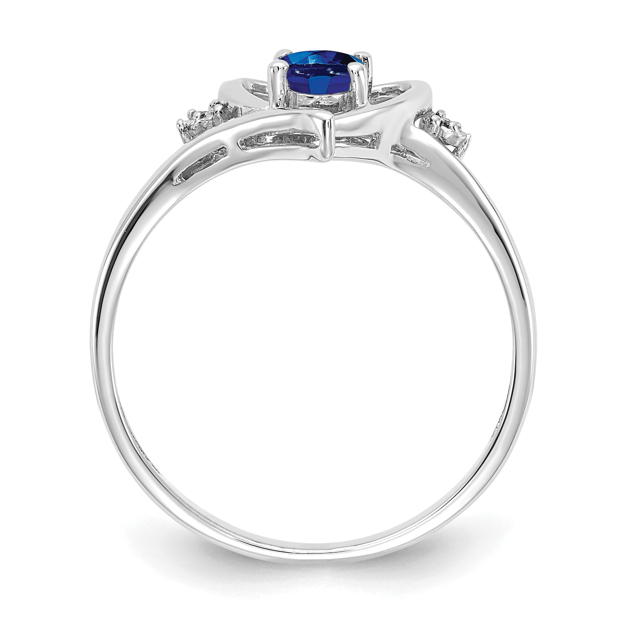 14k White Gold Sapphire and Diamond Heart Ring Secondary image