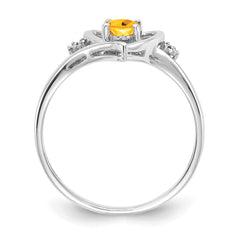 14k White Gold Citrine and Diamond Heart Ring