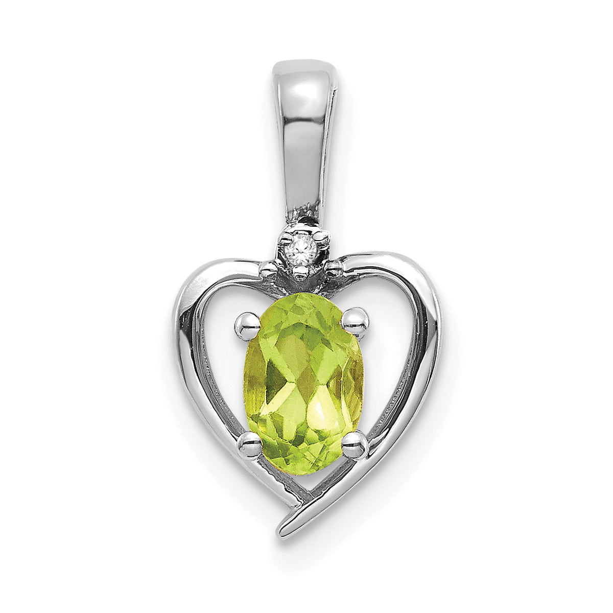 14K White Gold Peridot Diamond Pendant