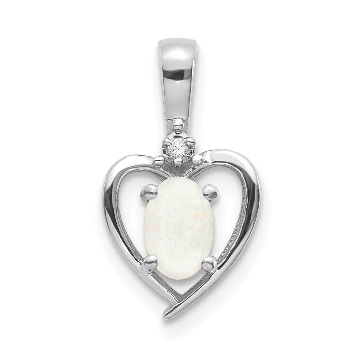 14K White Gold Opal Diamond Pendant Main image