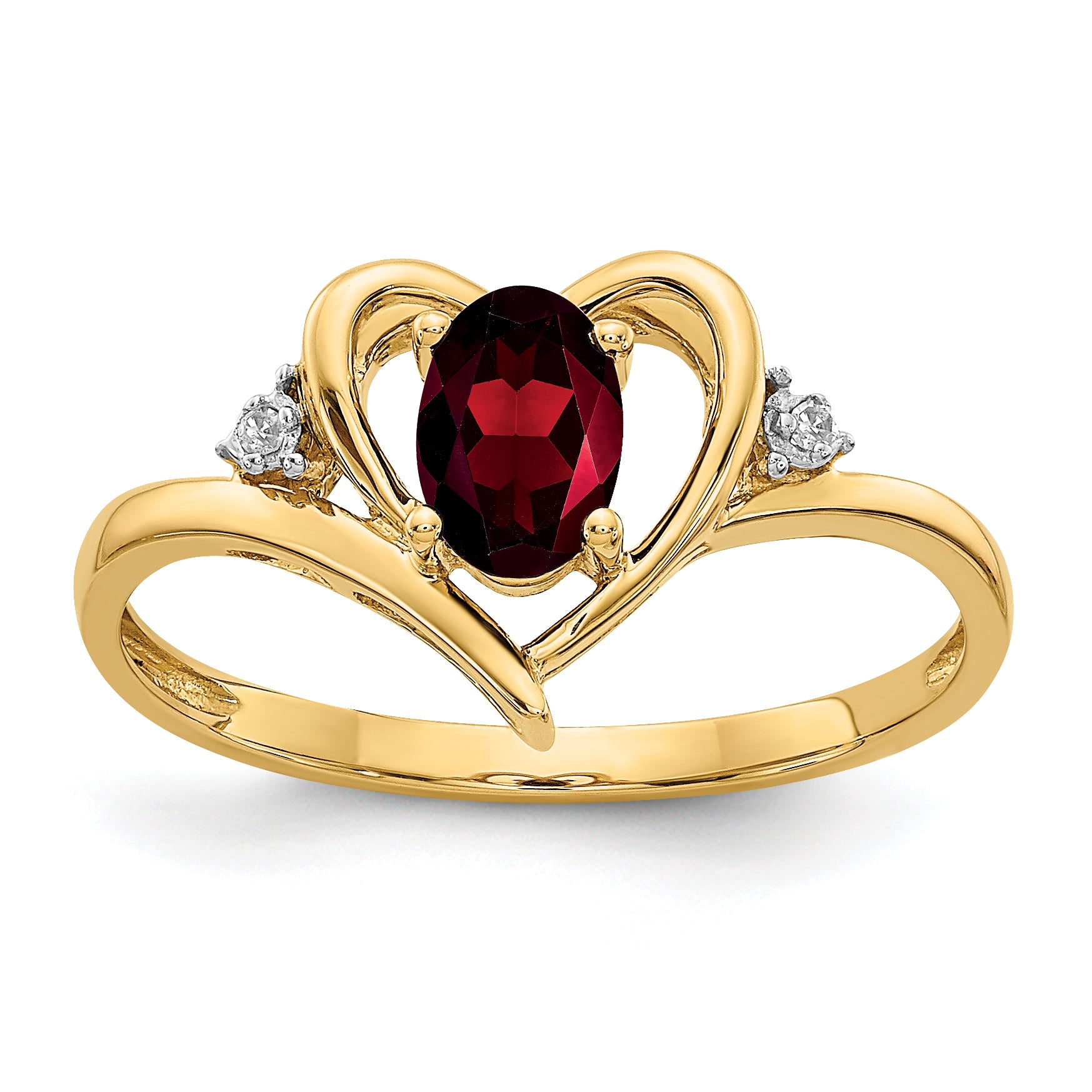 14k Garnet and Diamond Heart Ring Main image