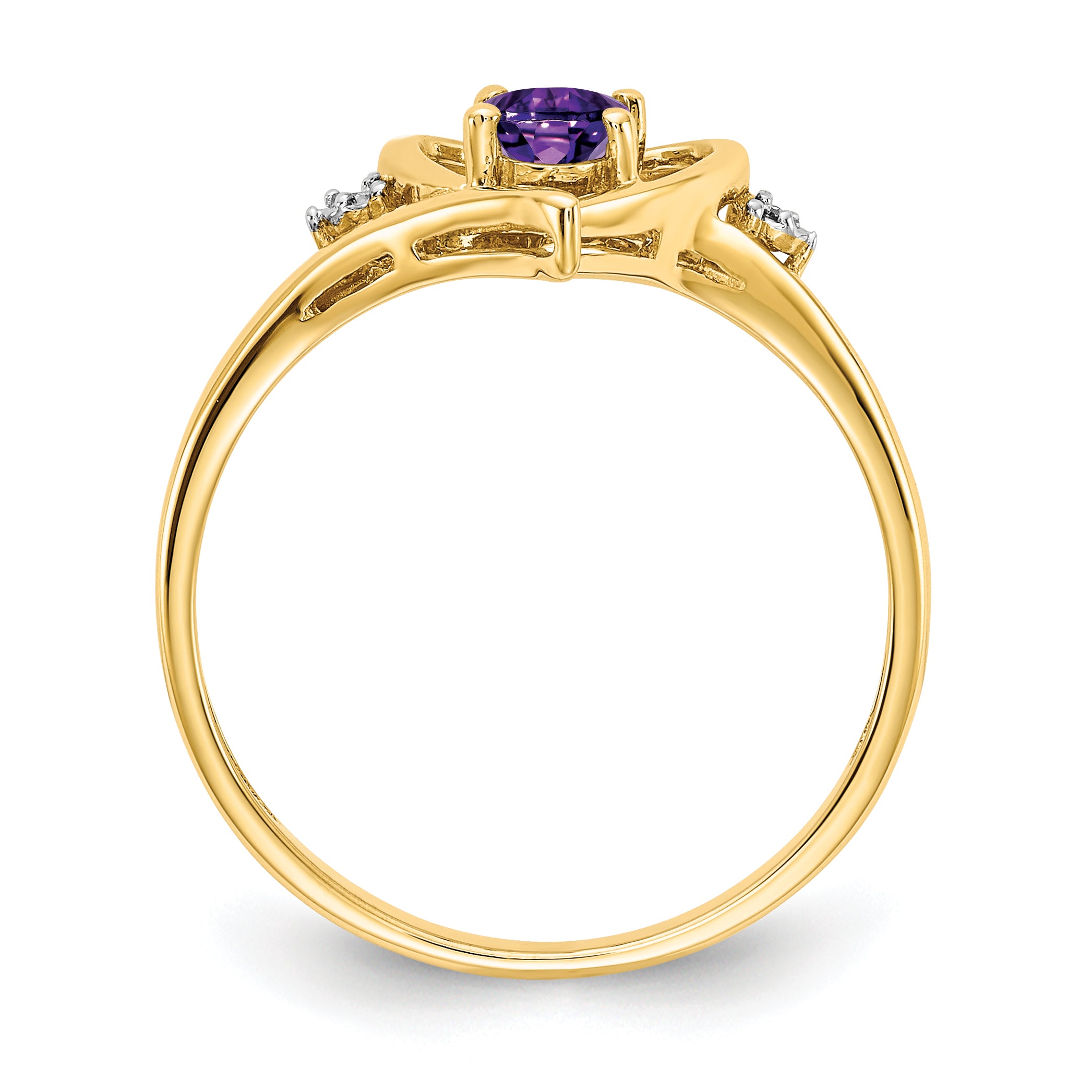 14k Amethyst and Diamond Heart Ring Secondary image