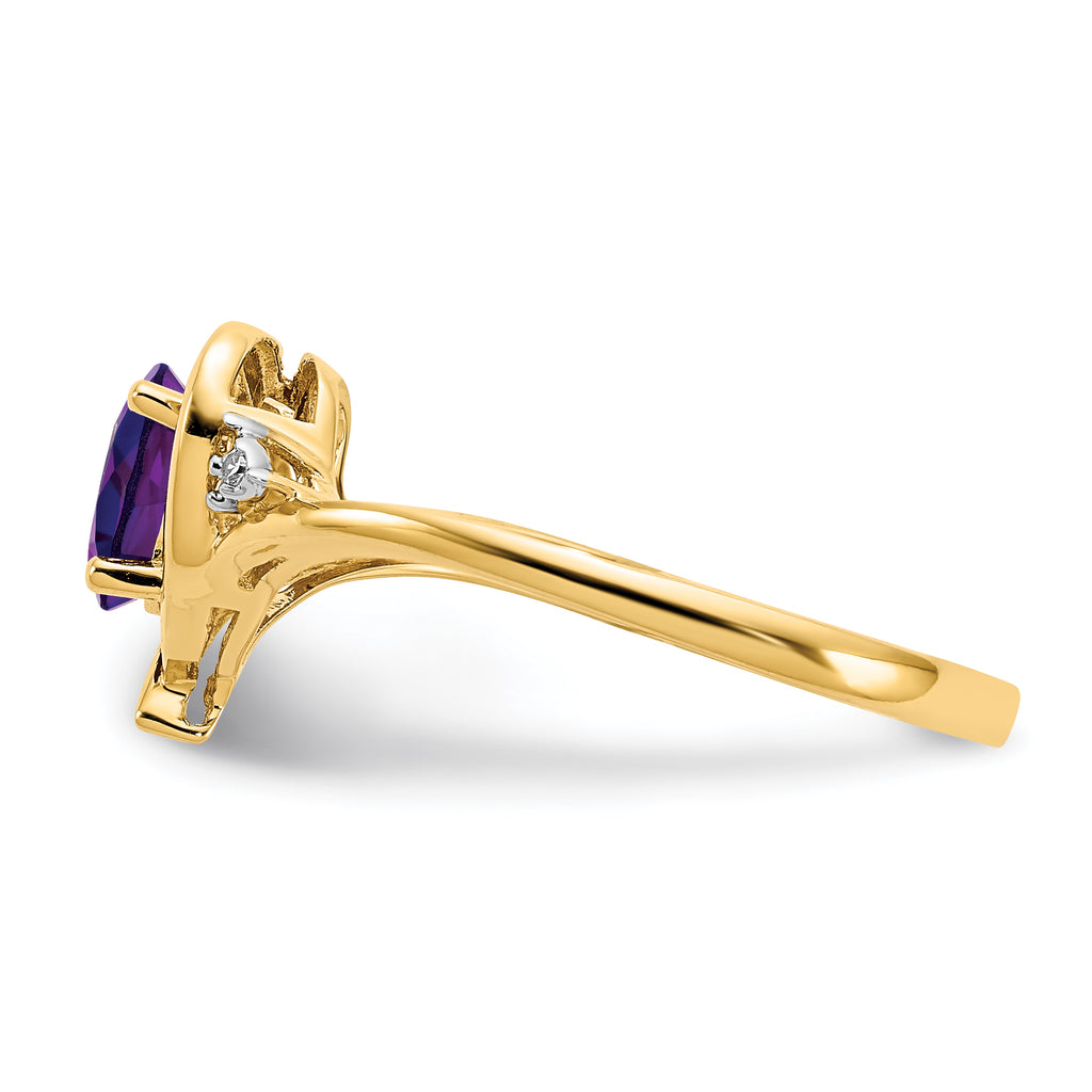 14k Amethyst and Diamond Heart Ring