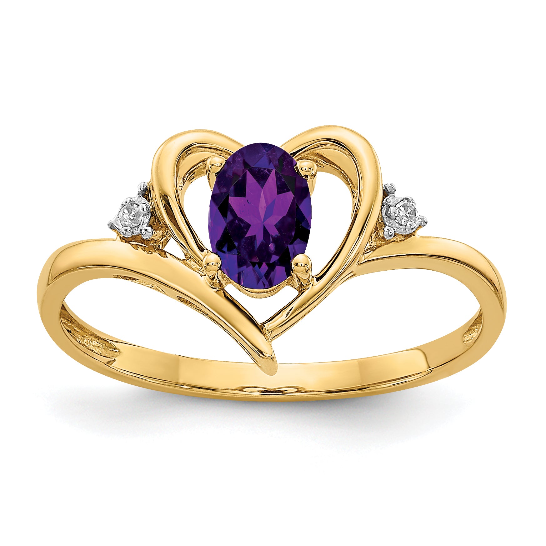 14k Amethyst and Diamond Heart Ring Main image