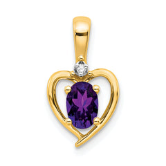 14K Diamond & Amethyst Pendant