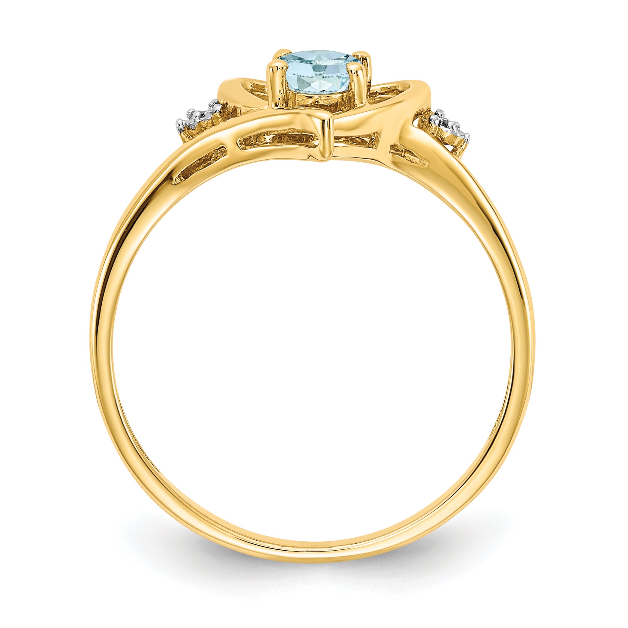 14k Aquamarine and Diamond Heart Ring Secondary image