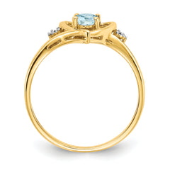 14k Aquamarine and Diamond Heart Ring