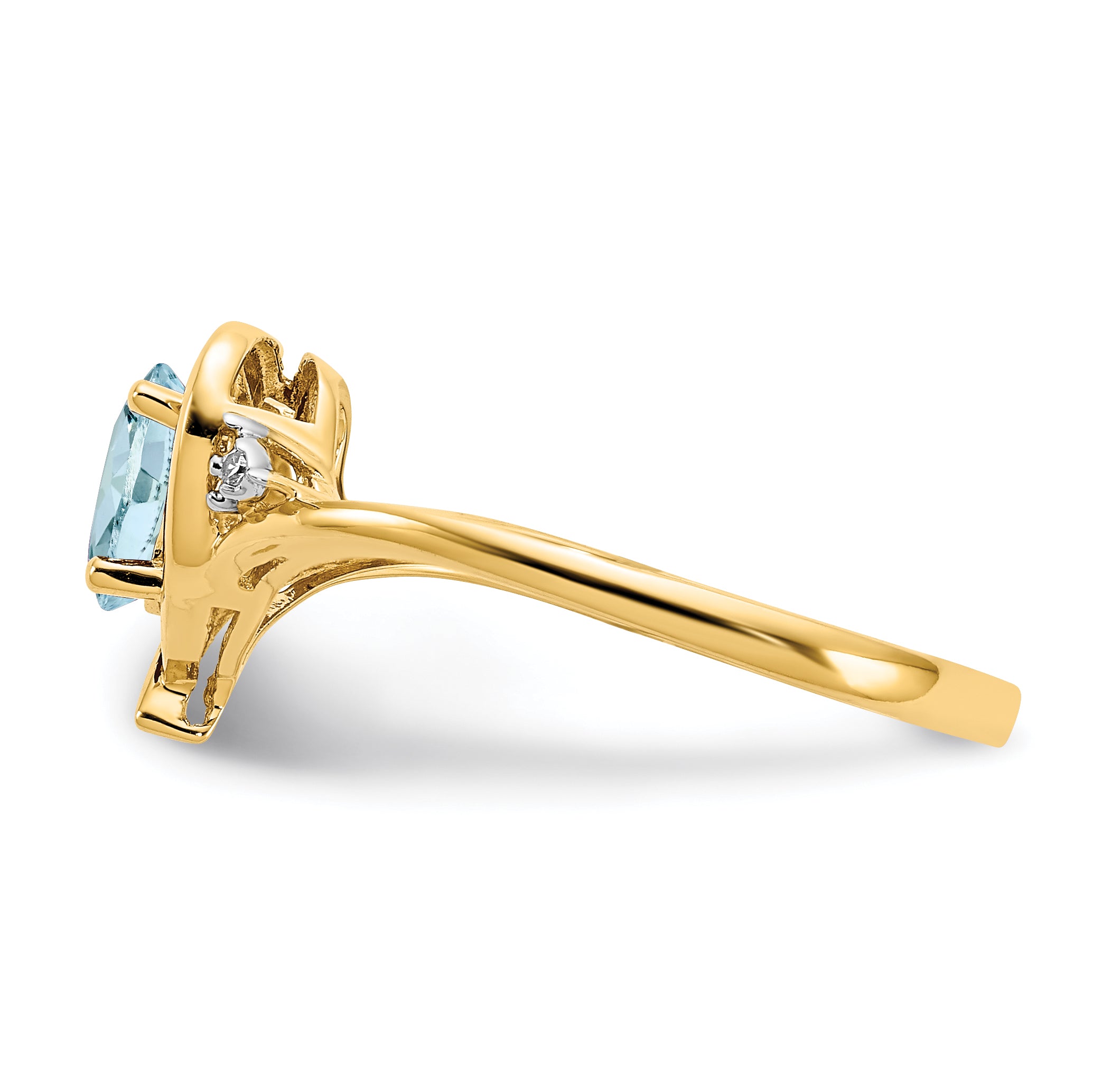 14k Aquamarine and Diamond Heart Ring