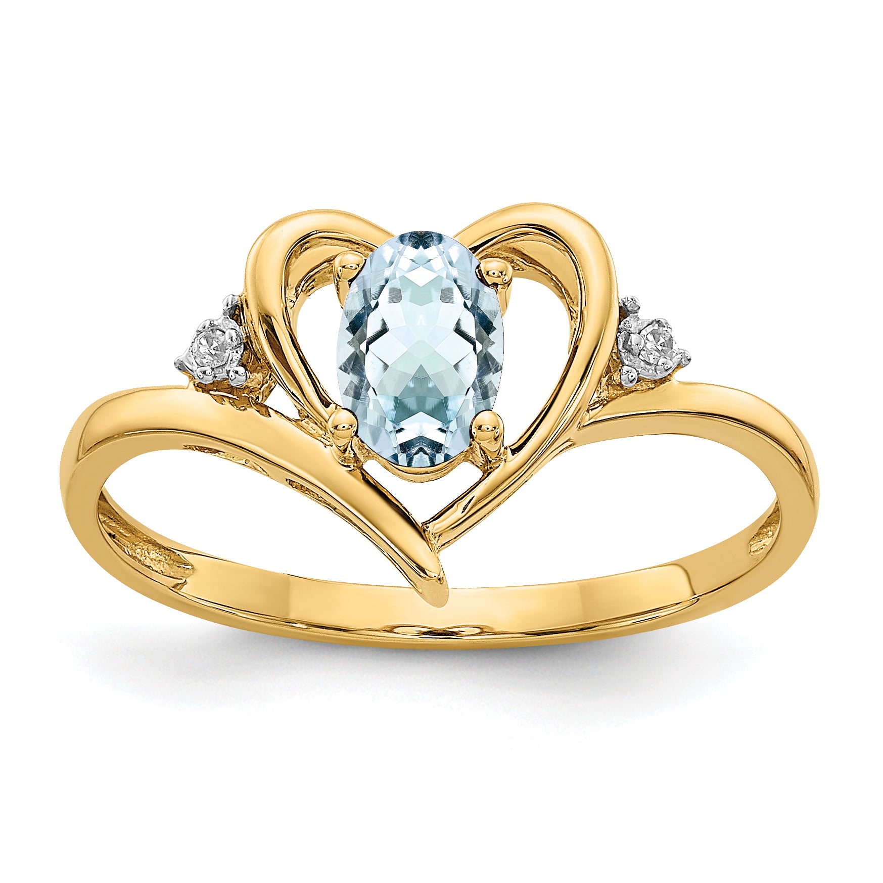 14k Aquamarine and Diamond Heart Ring Main image