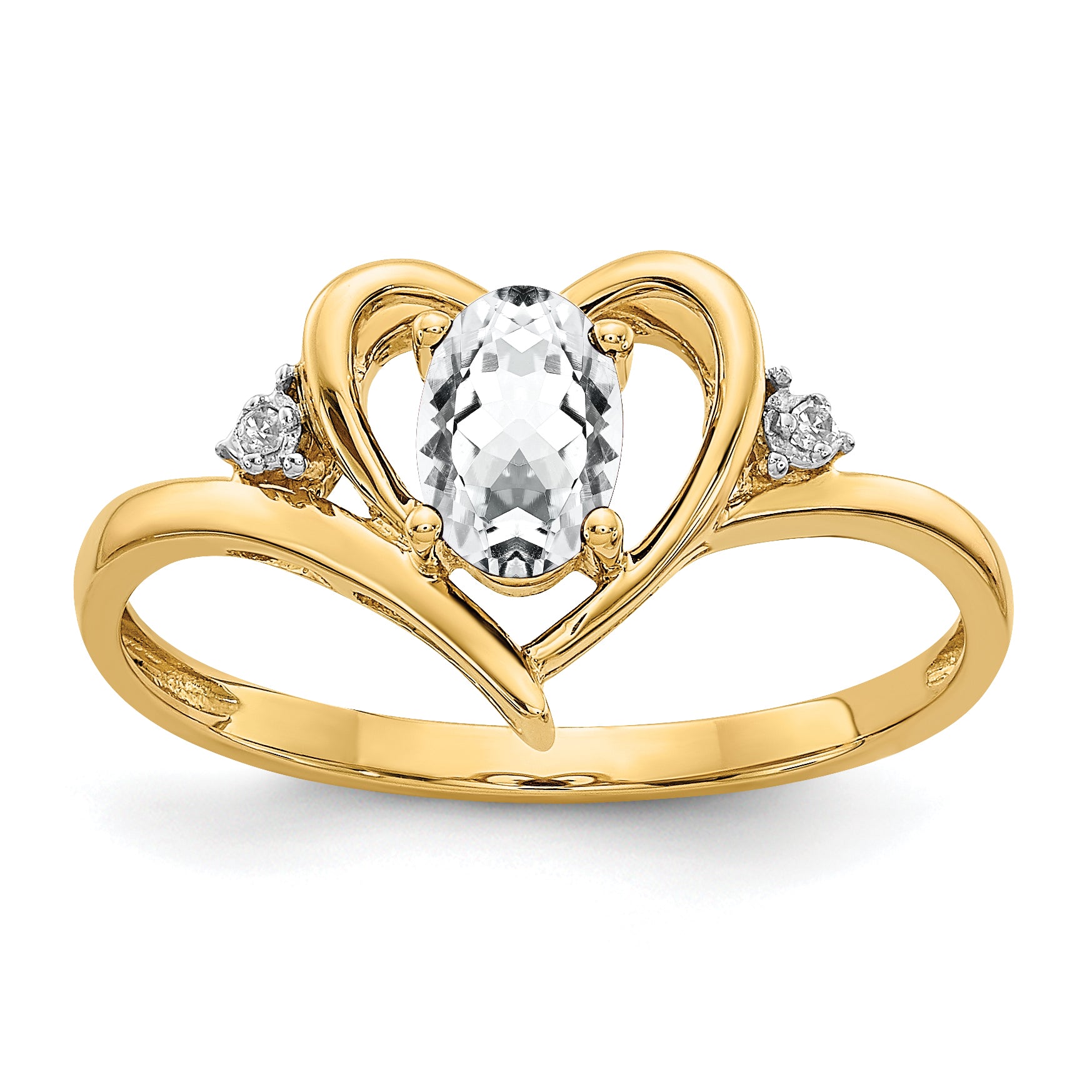 14k White Topaz and Diamond Heart Ring Main image