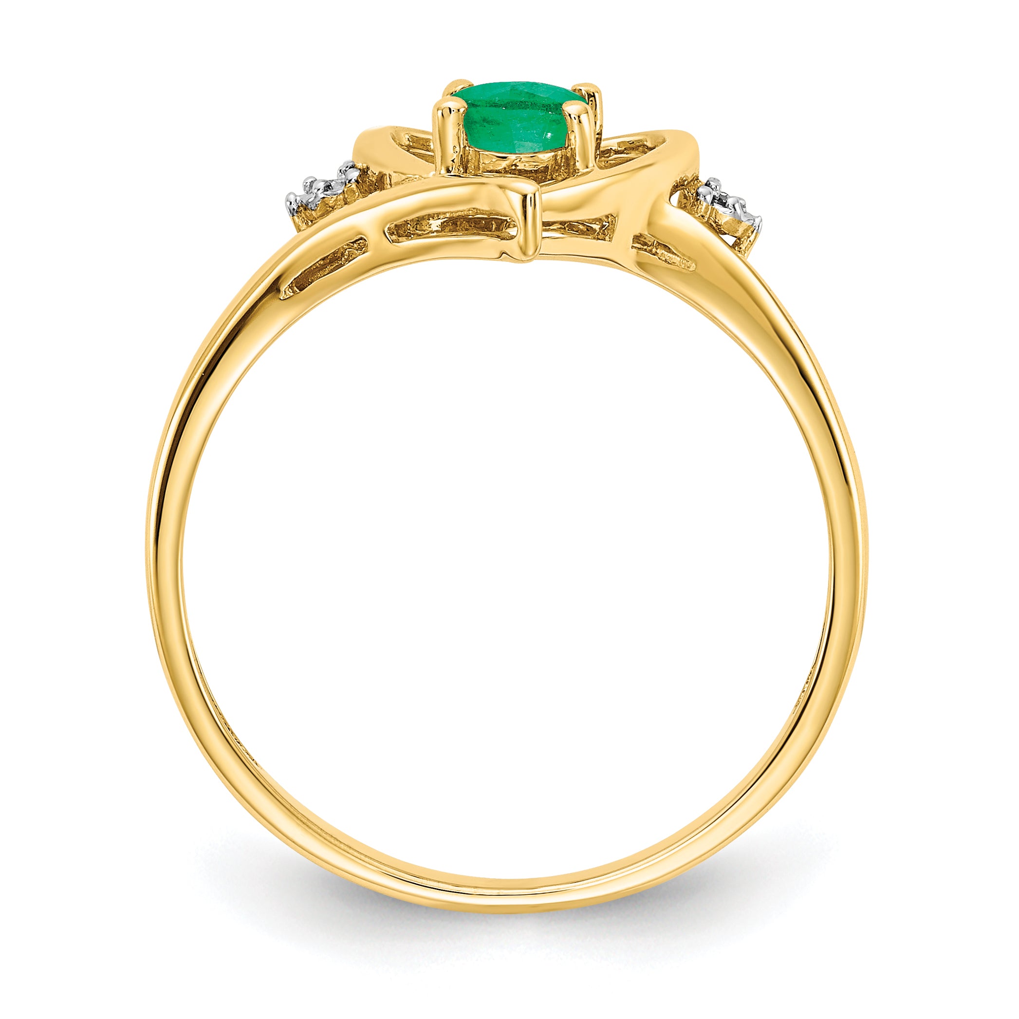 14k Emerald and Diamond Heart Ring Secondary image