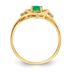 14k Emerald and Diamond Heart Ring
