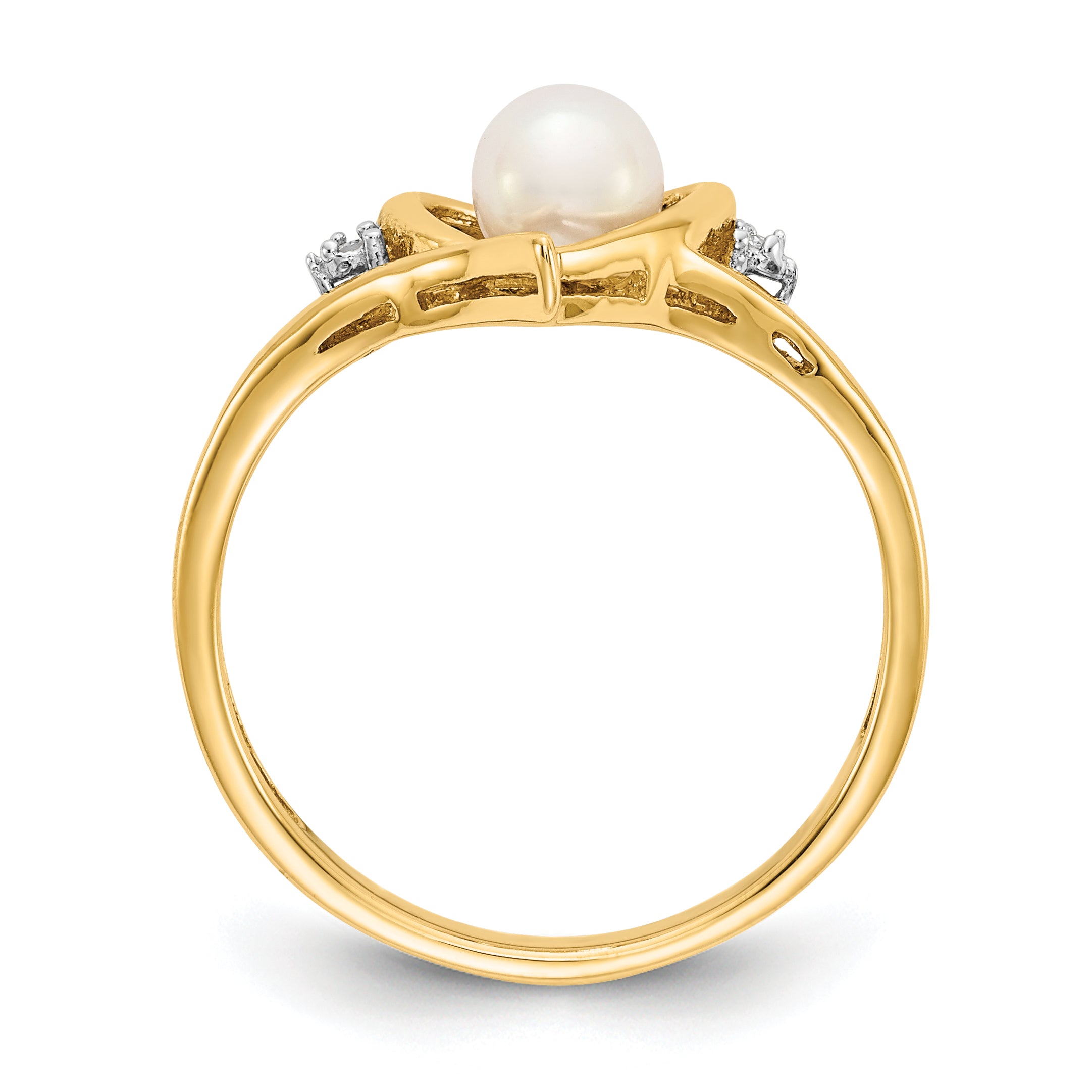 14k Fresh Water Cultured Pearl and Diamond Heart Ring Secondary image