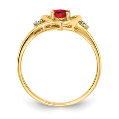 14k Ruby and Diamond Heart Ring