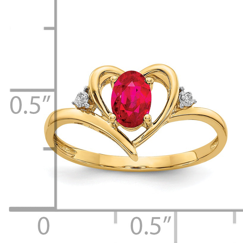 14k Ruby and Diamond Heart Ring